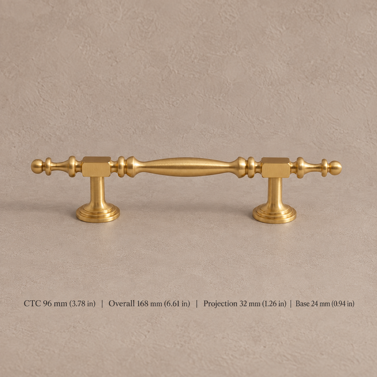 Brushed Brass Solid Brass Cabinet Pulls & Knobs — Modern Luxury Design — pull-96mm