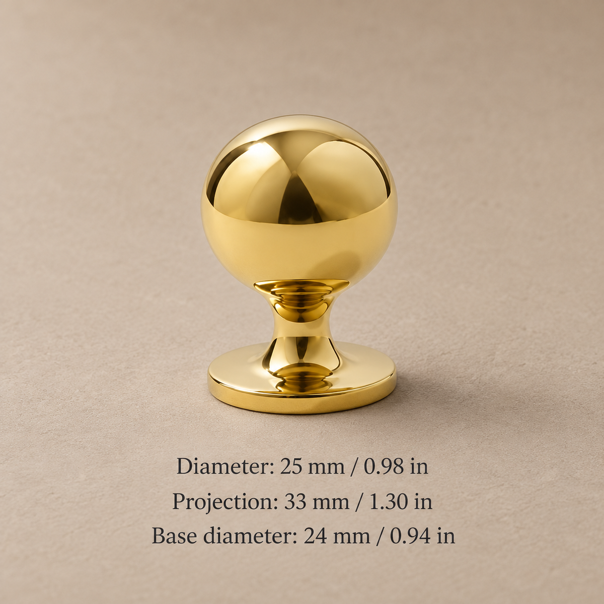 Brushed Gold Round Cabinet Knob — Modern Minimalist Design — knob-style-10-25mm-measurements