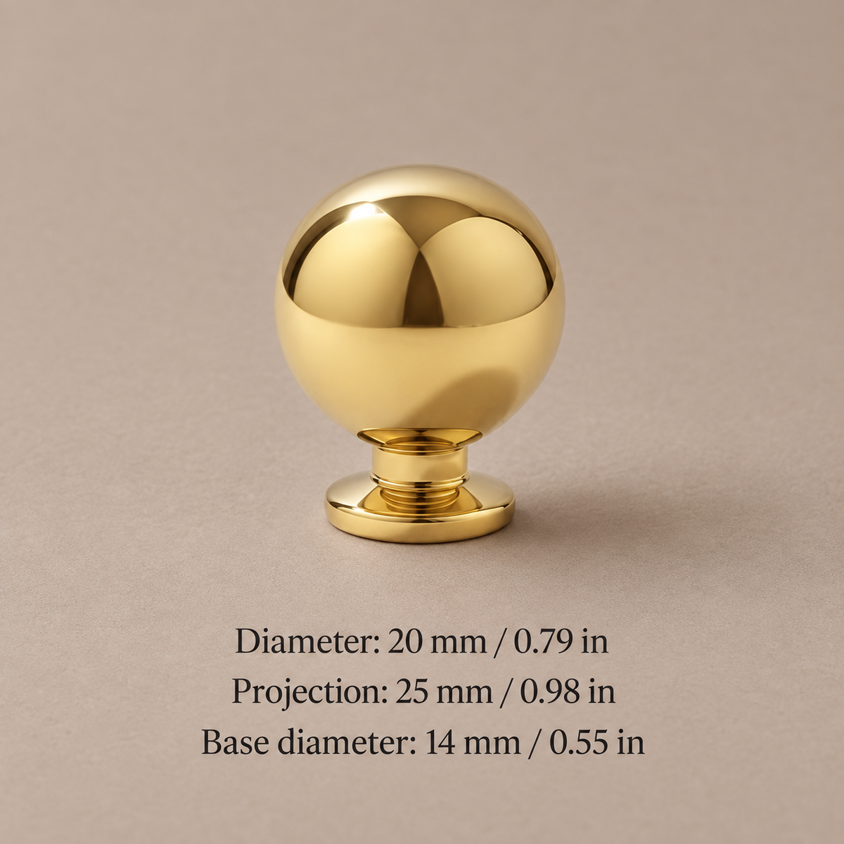 Brushed Gold Round Cabinet Knob — Modern Minimalist Design — knob-style-5-20mm-measurements