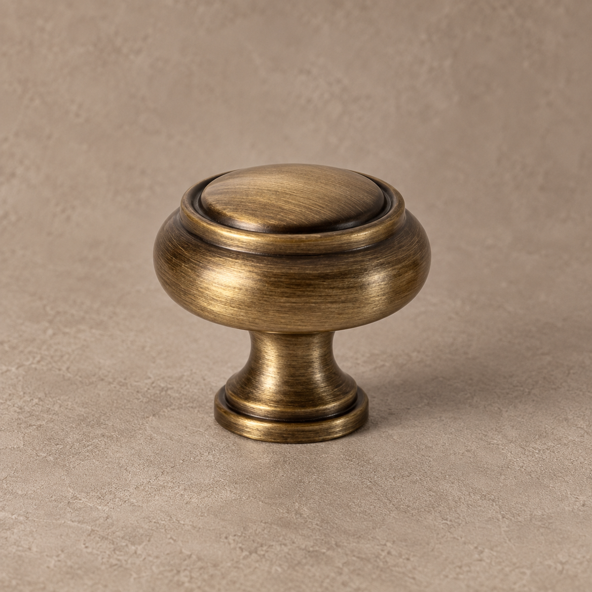 Turned Spindle Cabinet Pull & Knob — Brushed Brass — knob-detail