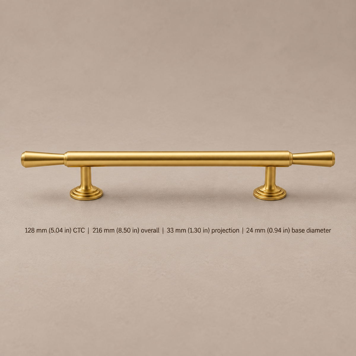 Modern Solid Brushed Brass Cabinet Pull & T-Bar Knob — pull-128mm