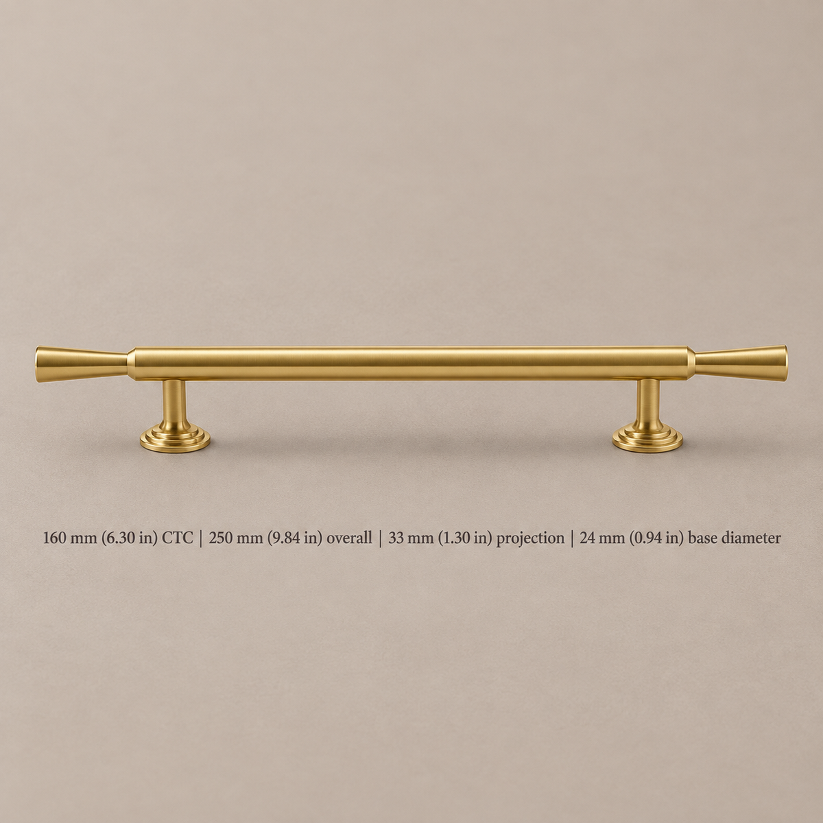 Modern Solid Brushed Brass Cabinet Pull & T-Bar Knob — pull-160mm