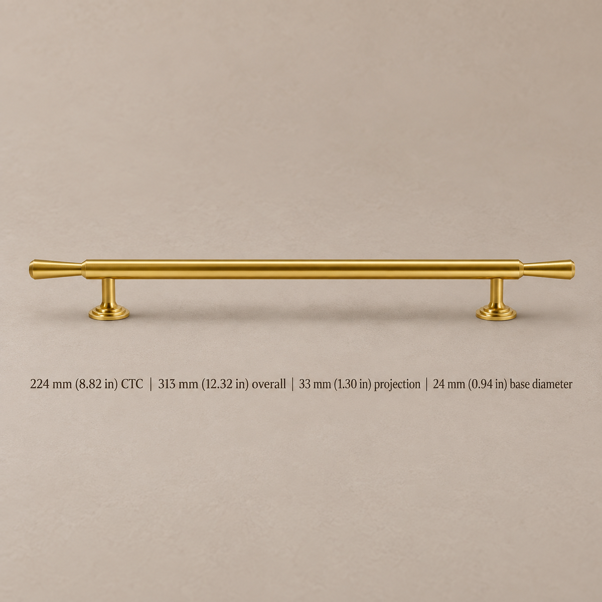 Modern Solid Brushed Brass Cabinet Pull & T-Bar Knob — pull-224mm