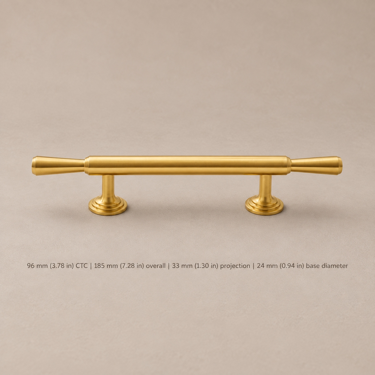 Modern Solid Brushed Brass Cabinet Pull & T-Bar Knob — pull-96mm