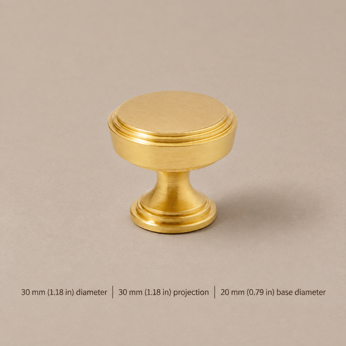 Modern Solid Brushed Brass Cabinet Pull & T-Bar Knob — round-knob-30mm