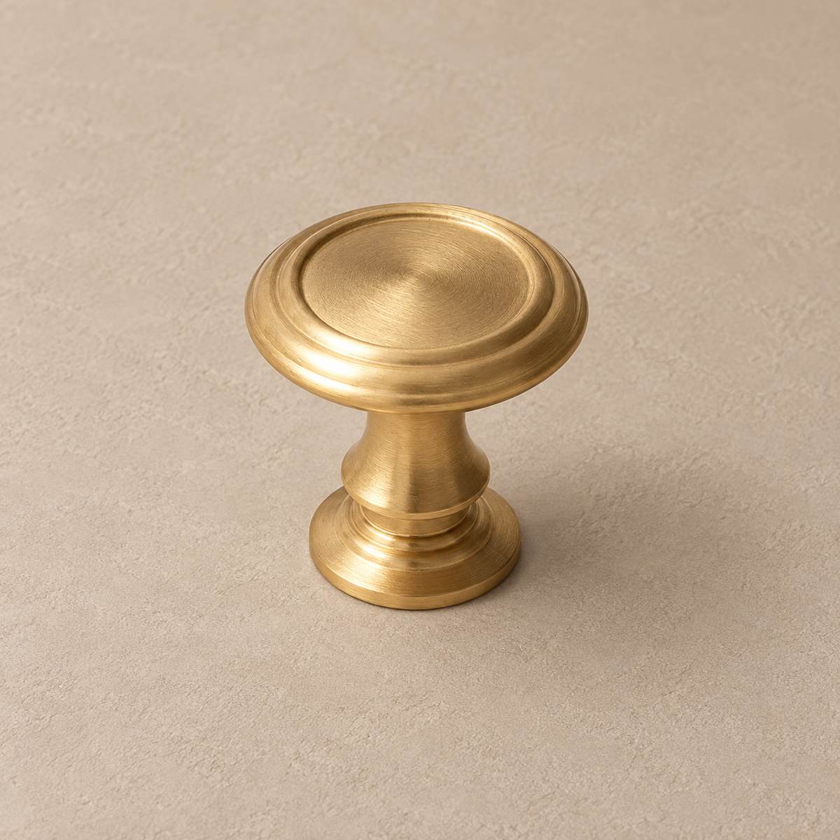 Brushed brass ring rim cabinet knob detail