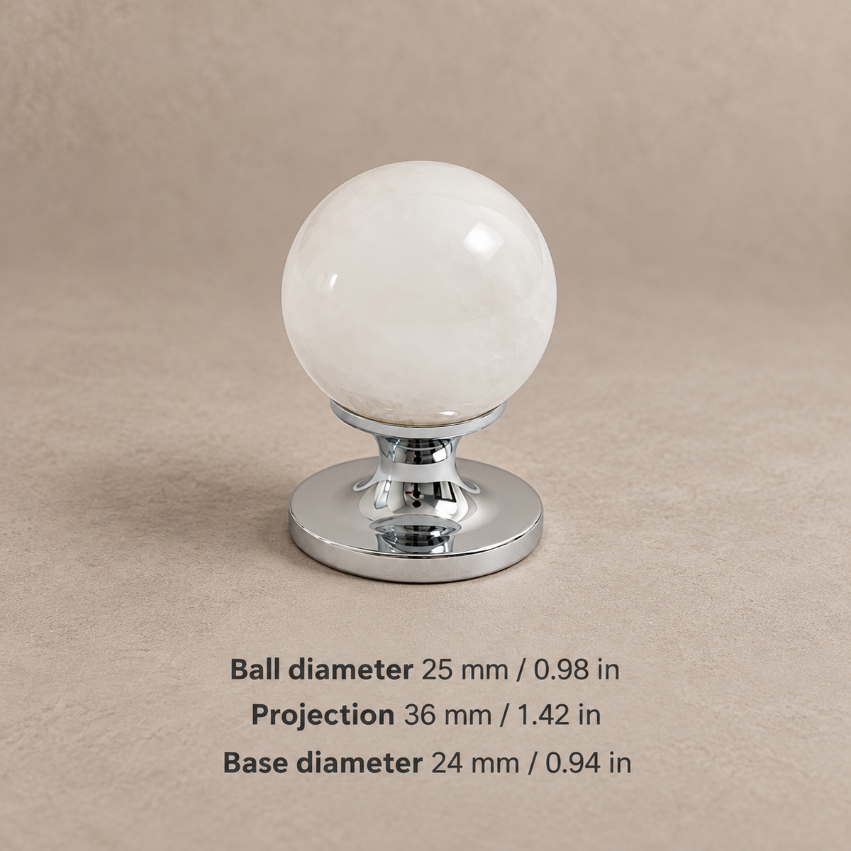 CB1-25-White cabinet hardware with dimensions in mm and inches