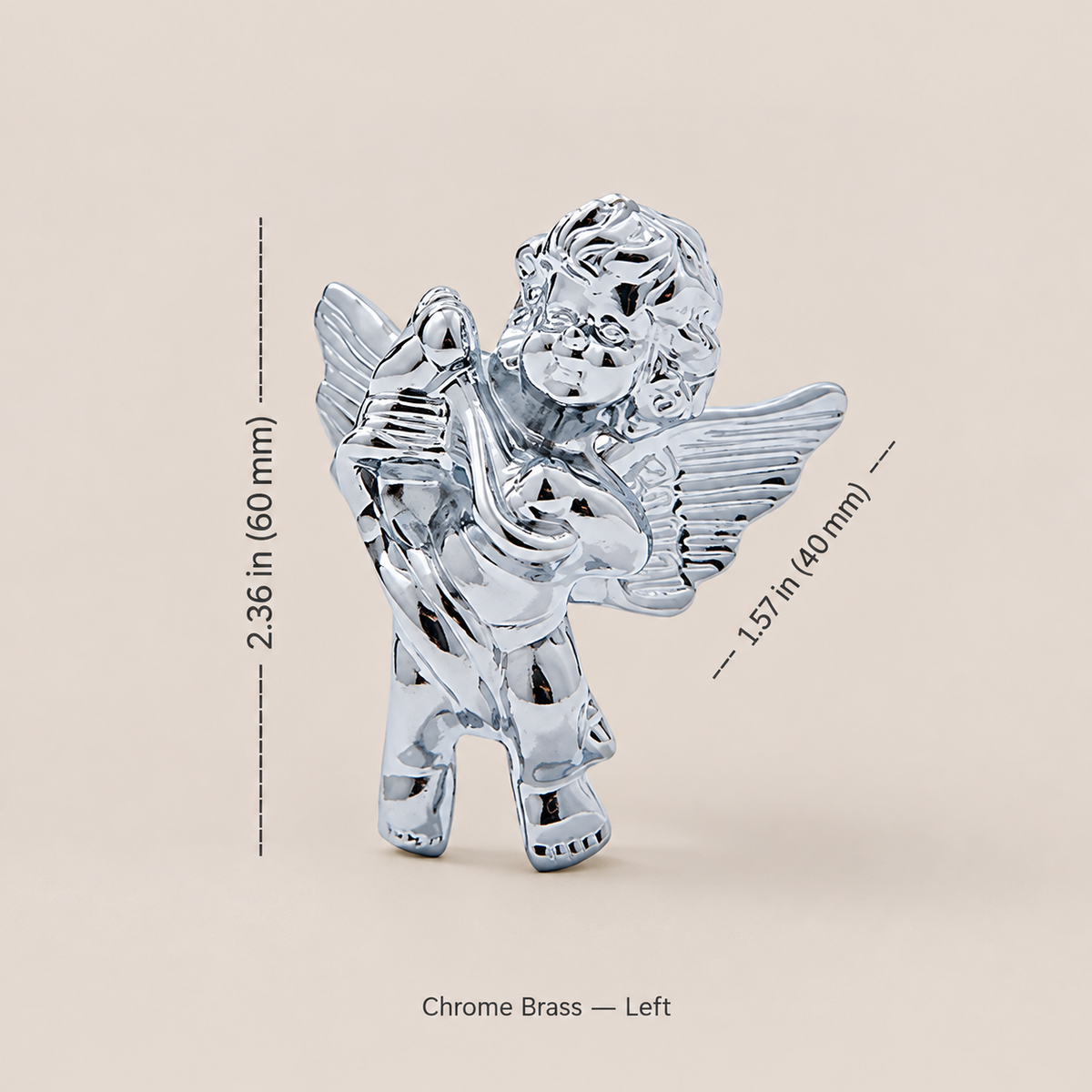 chrome left angel knob dimensions