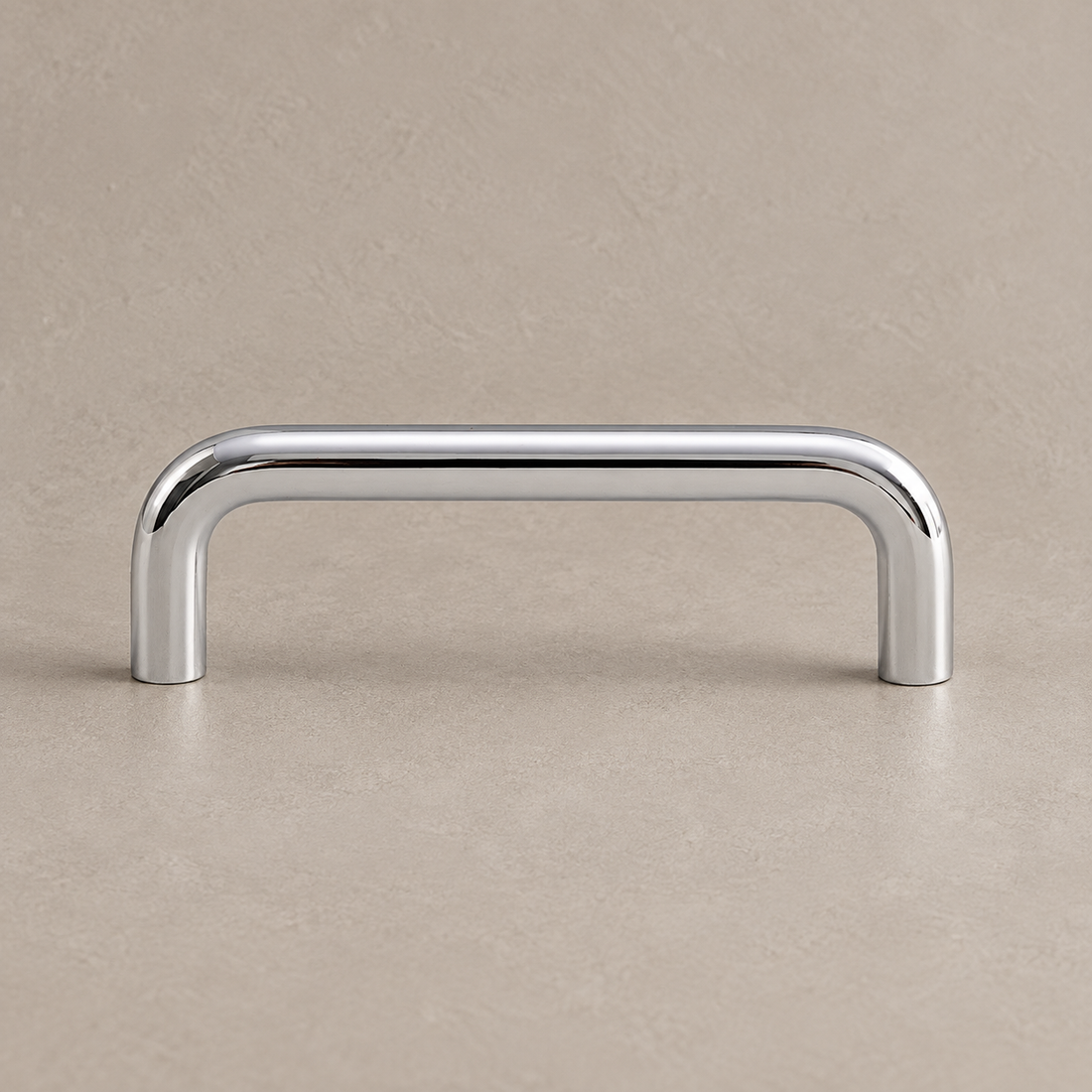 Chrome Brass U-Shaped Cabinet Pull — Solid Brass Long Handle on a deep olive studio background