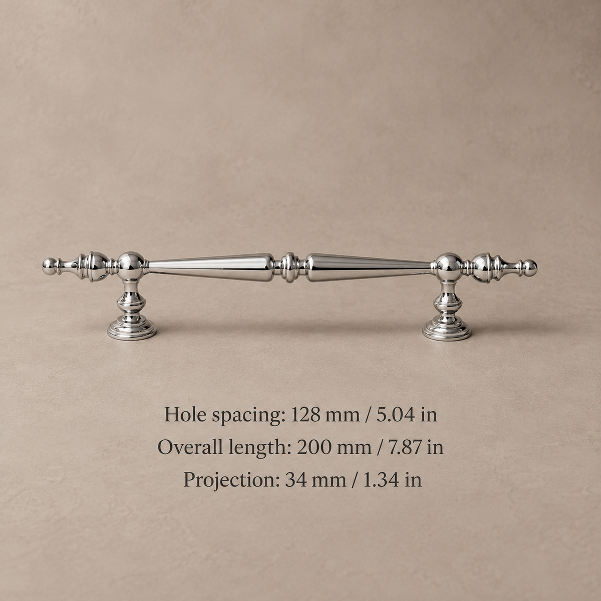 Solid Chrome Brass Cabinet Pull & Knob — Modern Design — 128mm