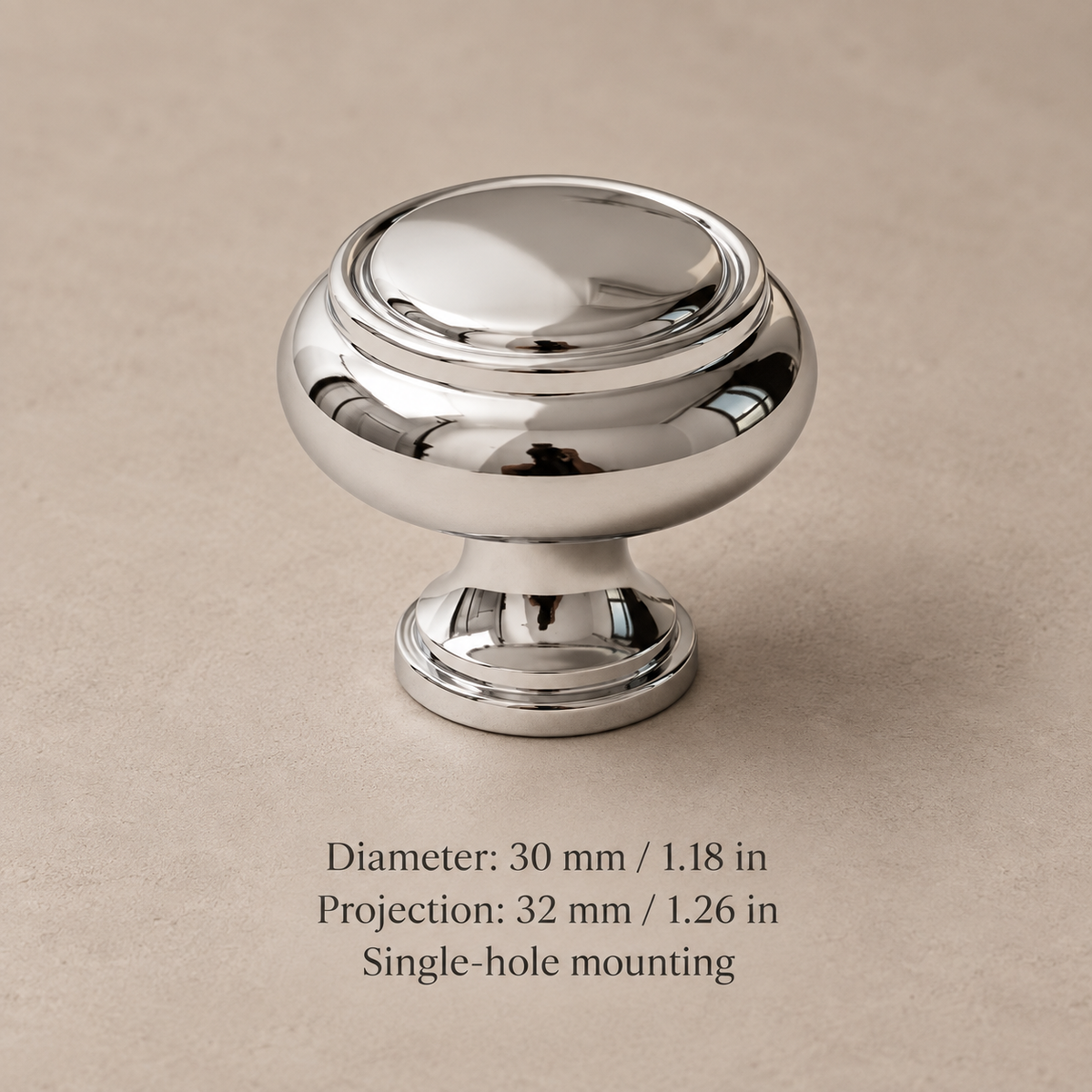Solid Chrome Brass Cabinet Pull & Knob — Modern Design — 30mm-knob