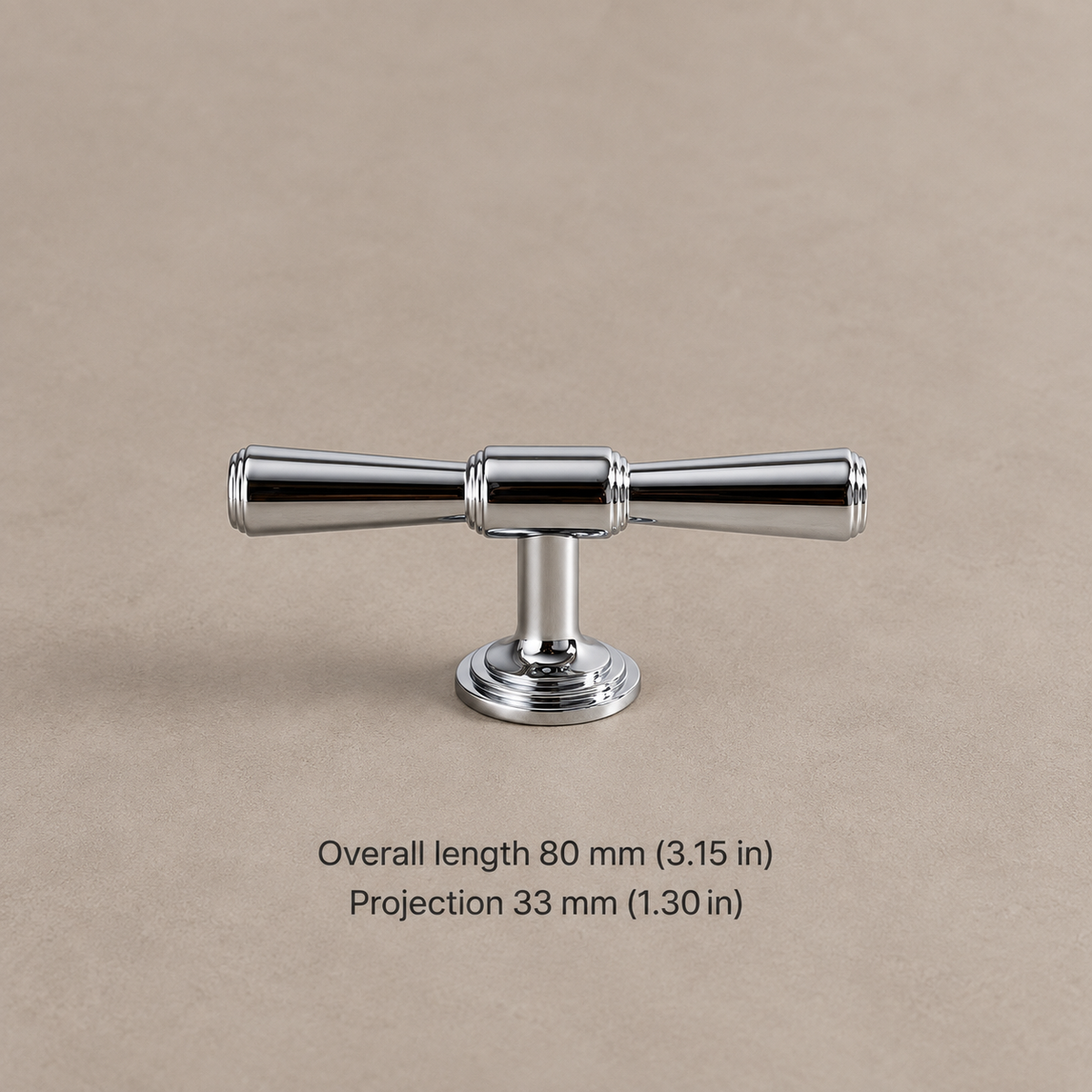 Chrome Brass Modern Solid Brass Cabinet Pulls & Knobs — chrome-t-knob-80