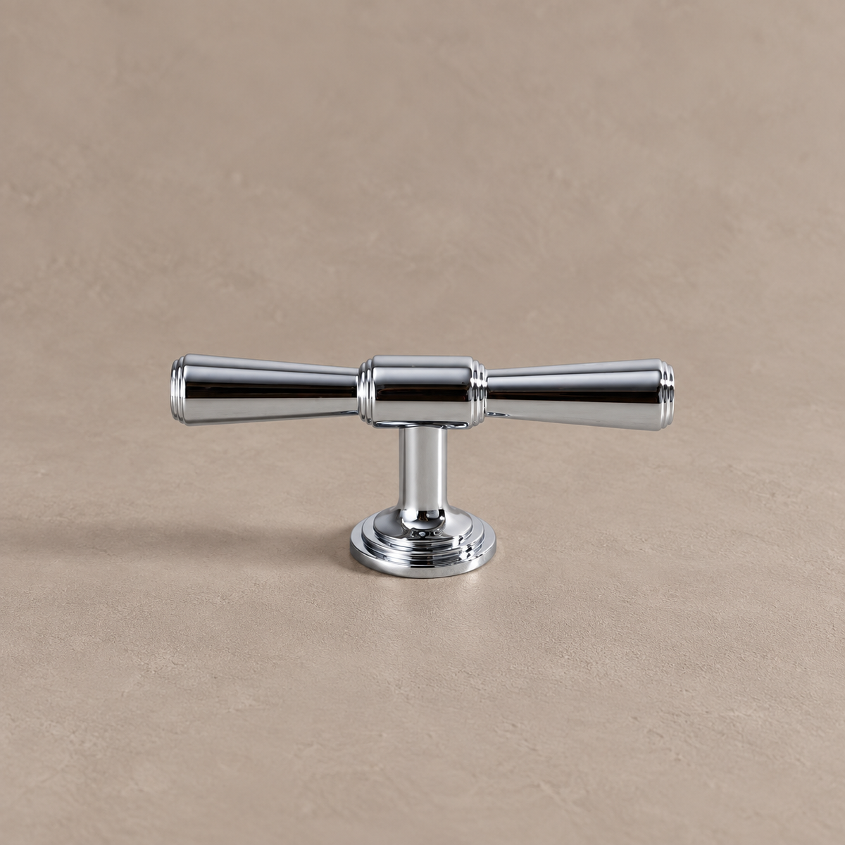 Chrome Brass Modern Solid Brass Cabinet Pulls & Knobs — chrome-t-knob-detail
