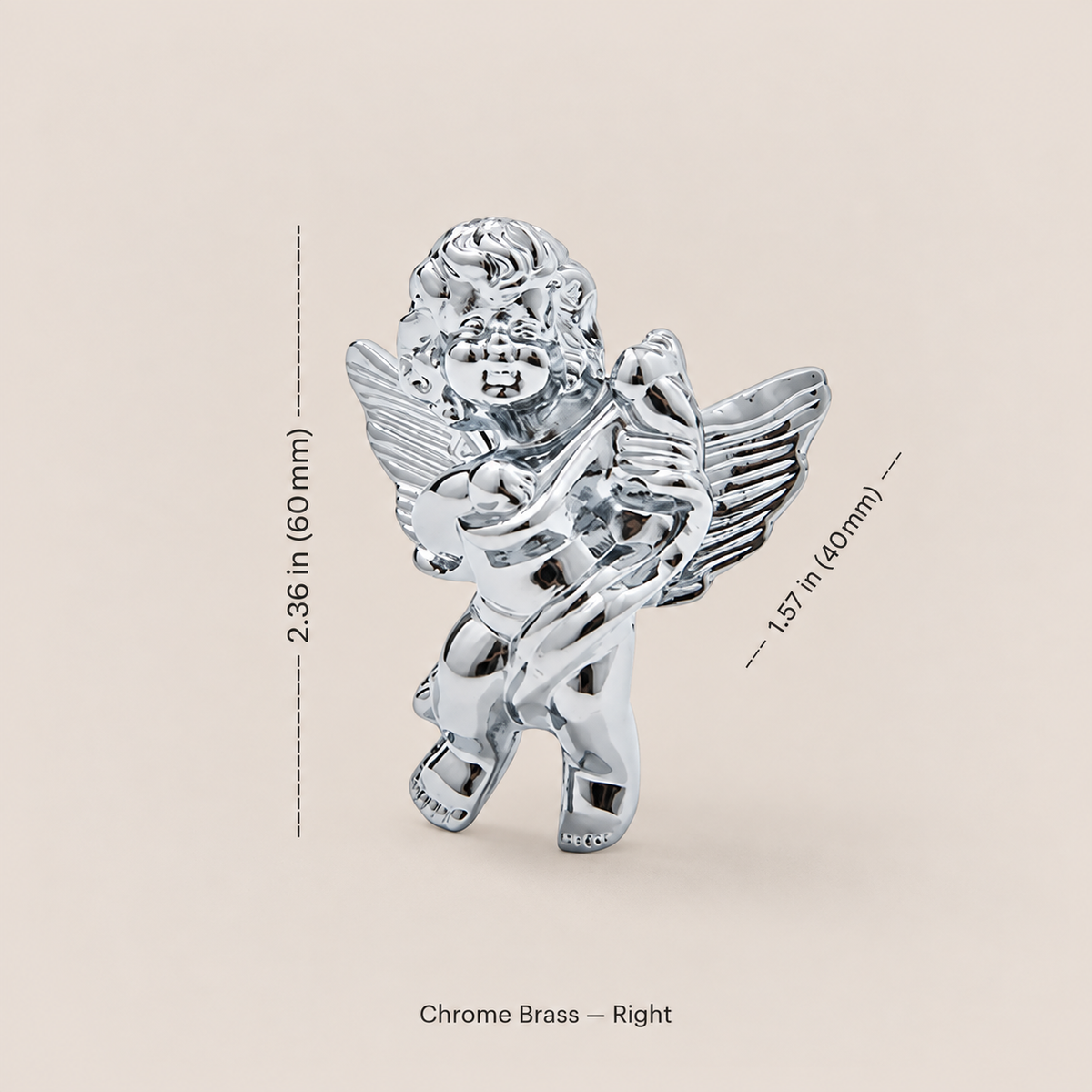 chrome right angel knob dimensions