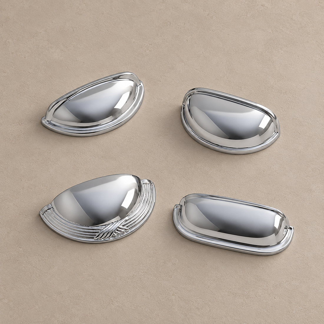 Chrome Brass Shell-Shaped Cabinet Pull — Modern Design — approved main product image