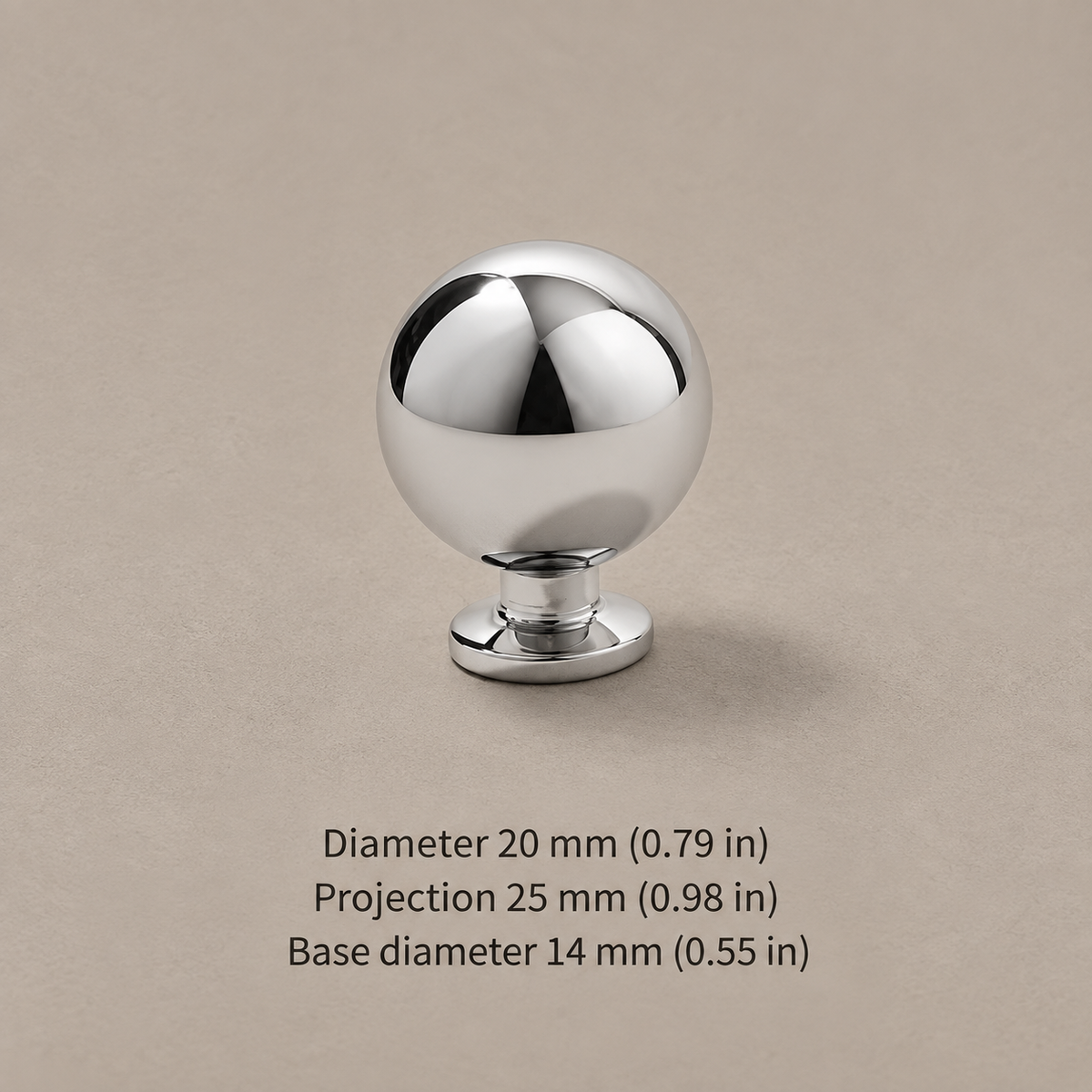 Turned Spindle Cabinet Pull & Knob — Chrome Silver — ball-knob-20mm