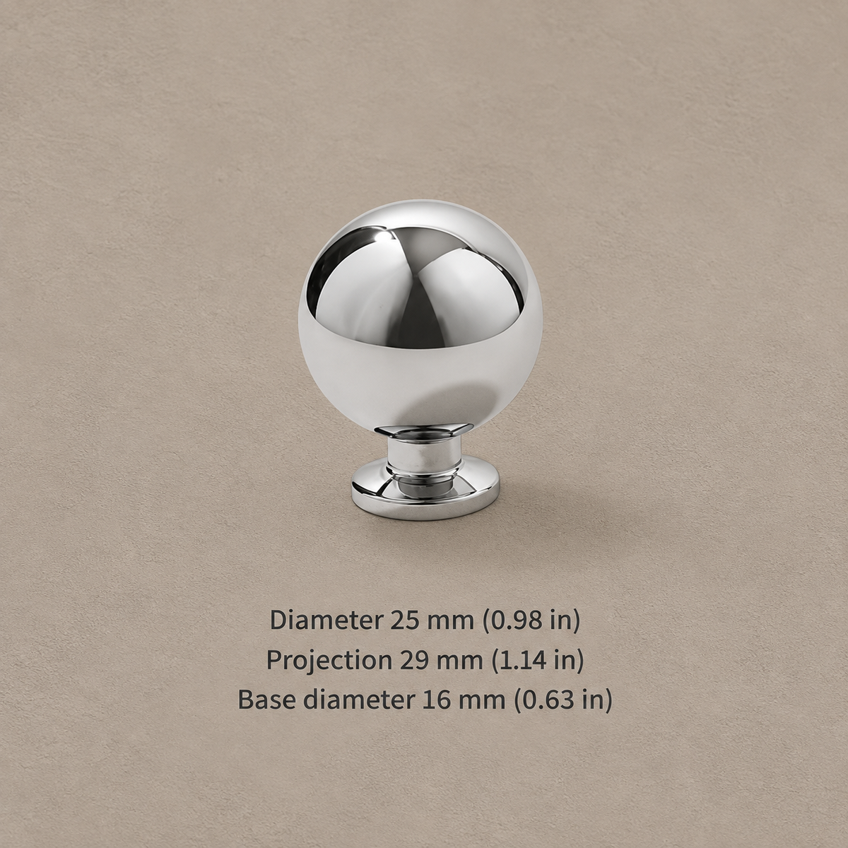 Turned Spindle Cabinet Pull & Knob — Chrome Silver — ball-knob-25mm