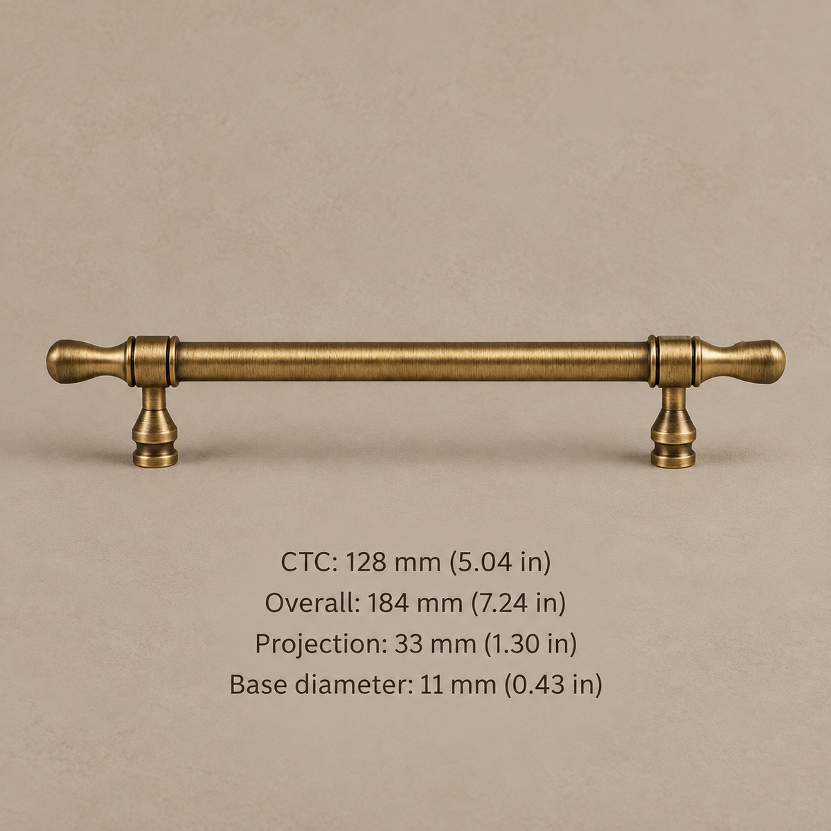 Collared Bar Cabinet Pull & Knob — Antique Bronze — pull-128