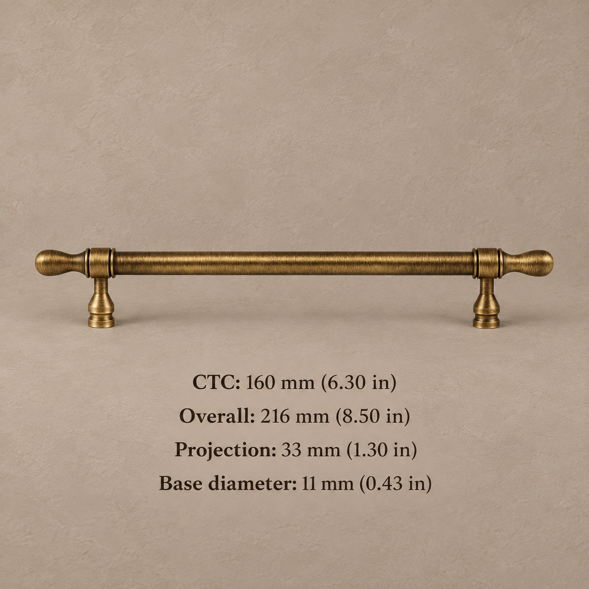 Collared Bar Cabinet Pull & Knob — Antique Bronze — pull-160
