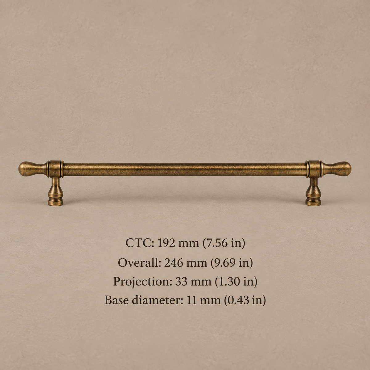 Collared Bar Cabinet Pull & Knob — Antique Bronze — pull-192