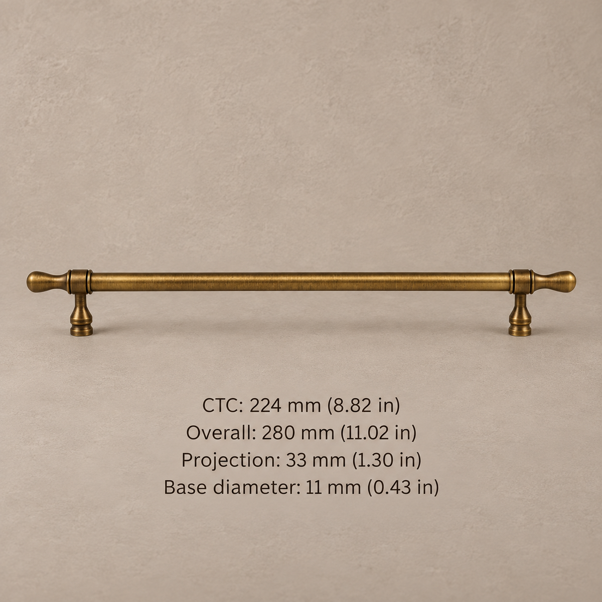 Collared Bar Cabinet Pull & Knob — Antique Bronze — pull-224