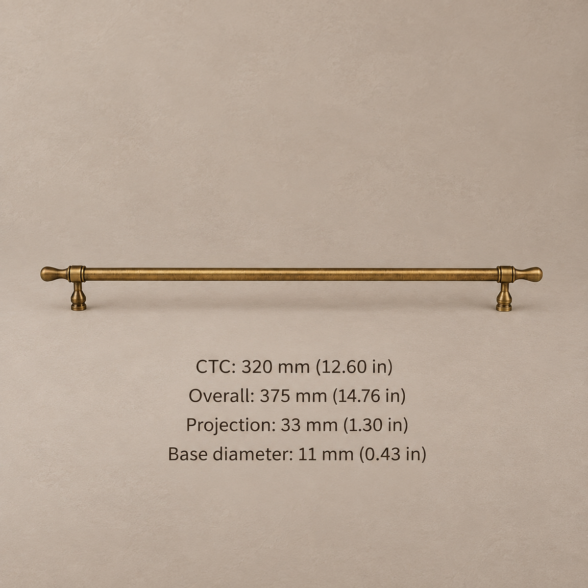Collared Bar Cabinet Pull & Knob — Antique Bronze — pull-320