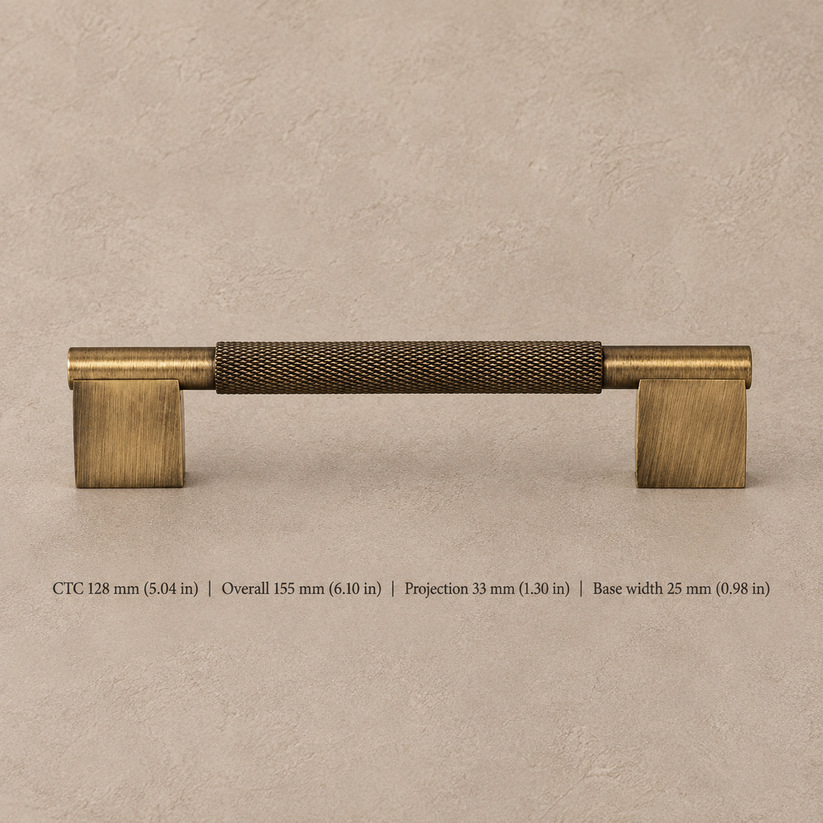 Solid Brushed Antique Brass Cabinet Pull & Knob - Cross Knurled Modern Design — pull-128