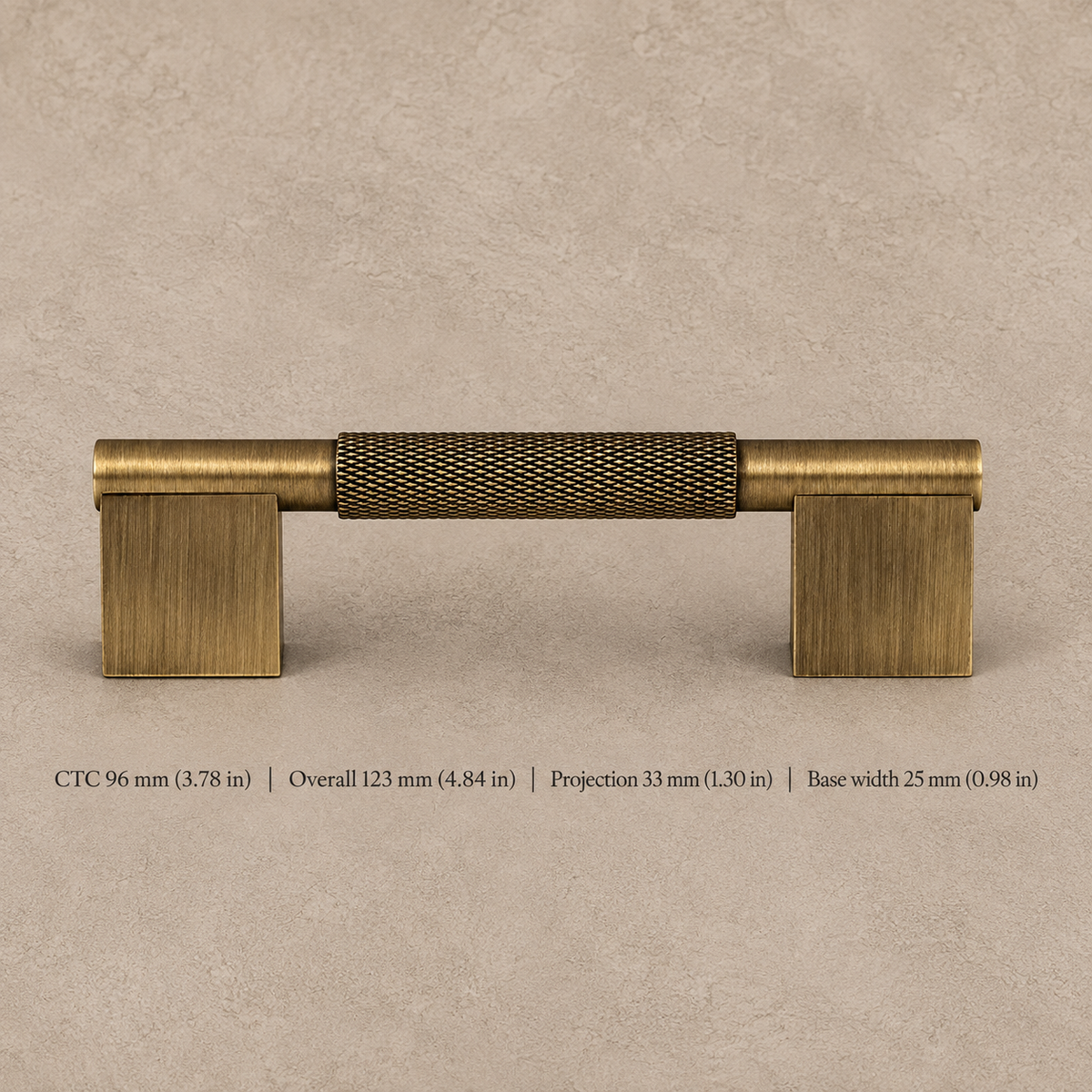 Solid Brushed Antique Brass Cabinet Pull & Knob - Cross Knurled Modern Design — pull-96