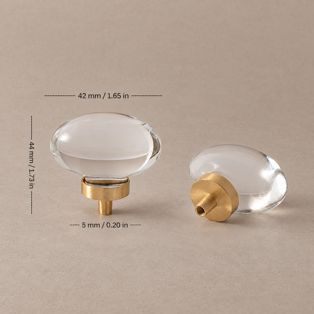 Crystal Brass Cabinet Knob & Handle — Transparent / Champagne Gold — option-10