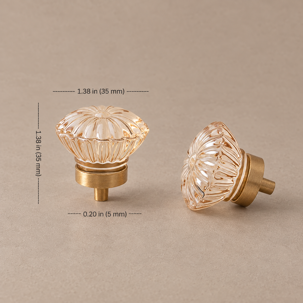 Crystal Brass Cabinet Knob & Handle — Transparent / Champagne Gold — option-11