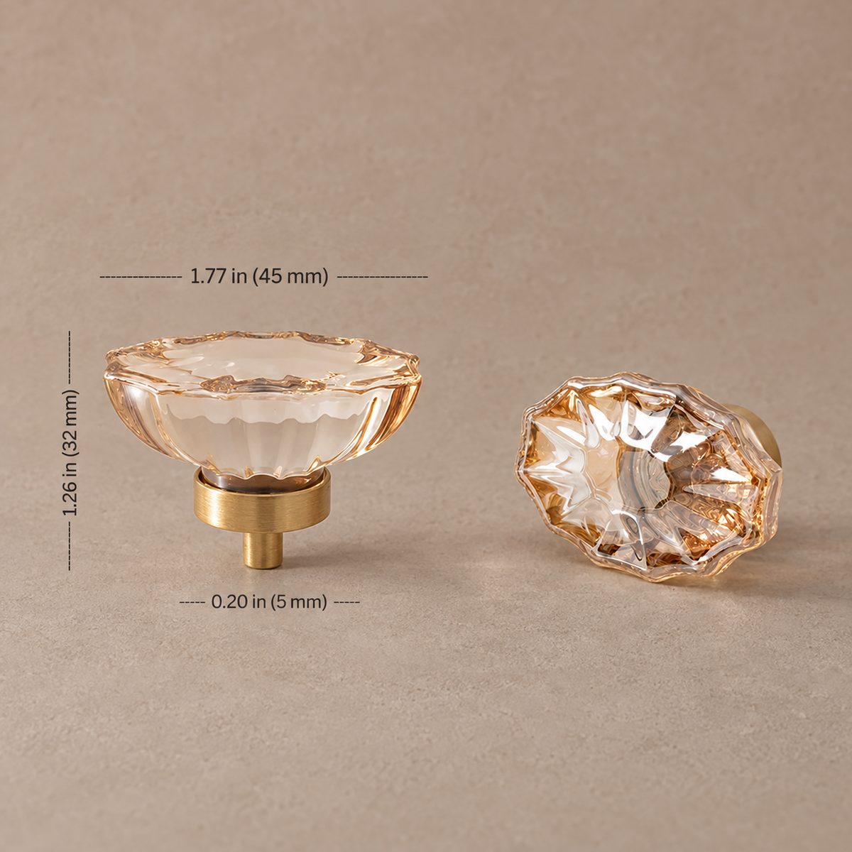Crystal Brass Cabinet Knob & Handle — Transparent / Champagne Gold — option-12