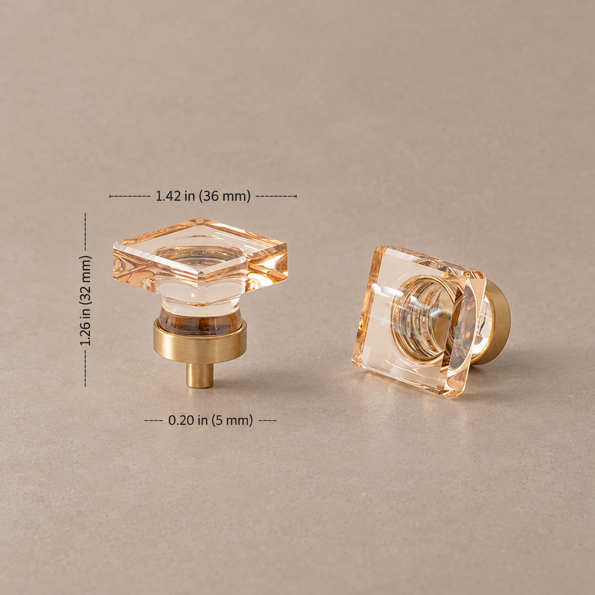 Crystal Brass Cabinet Knob & Handle — Transparent / Champagne Gold — option-14