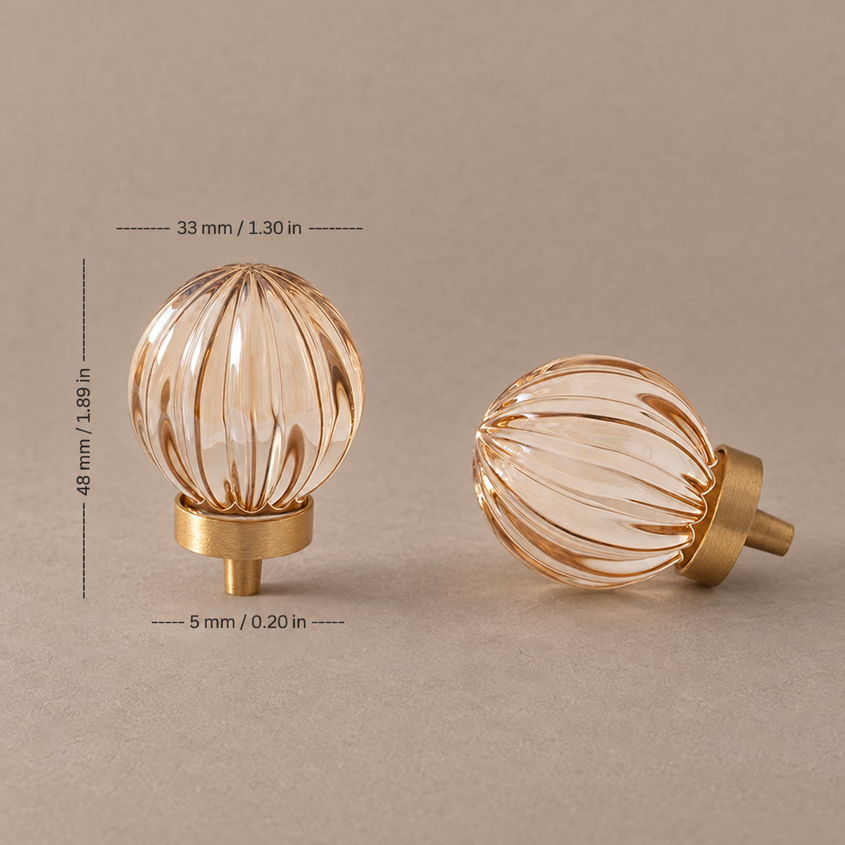 Crystal Brass Cabinet Knob & Handle — Transparent / Champagne Gold — option-15