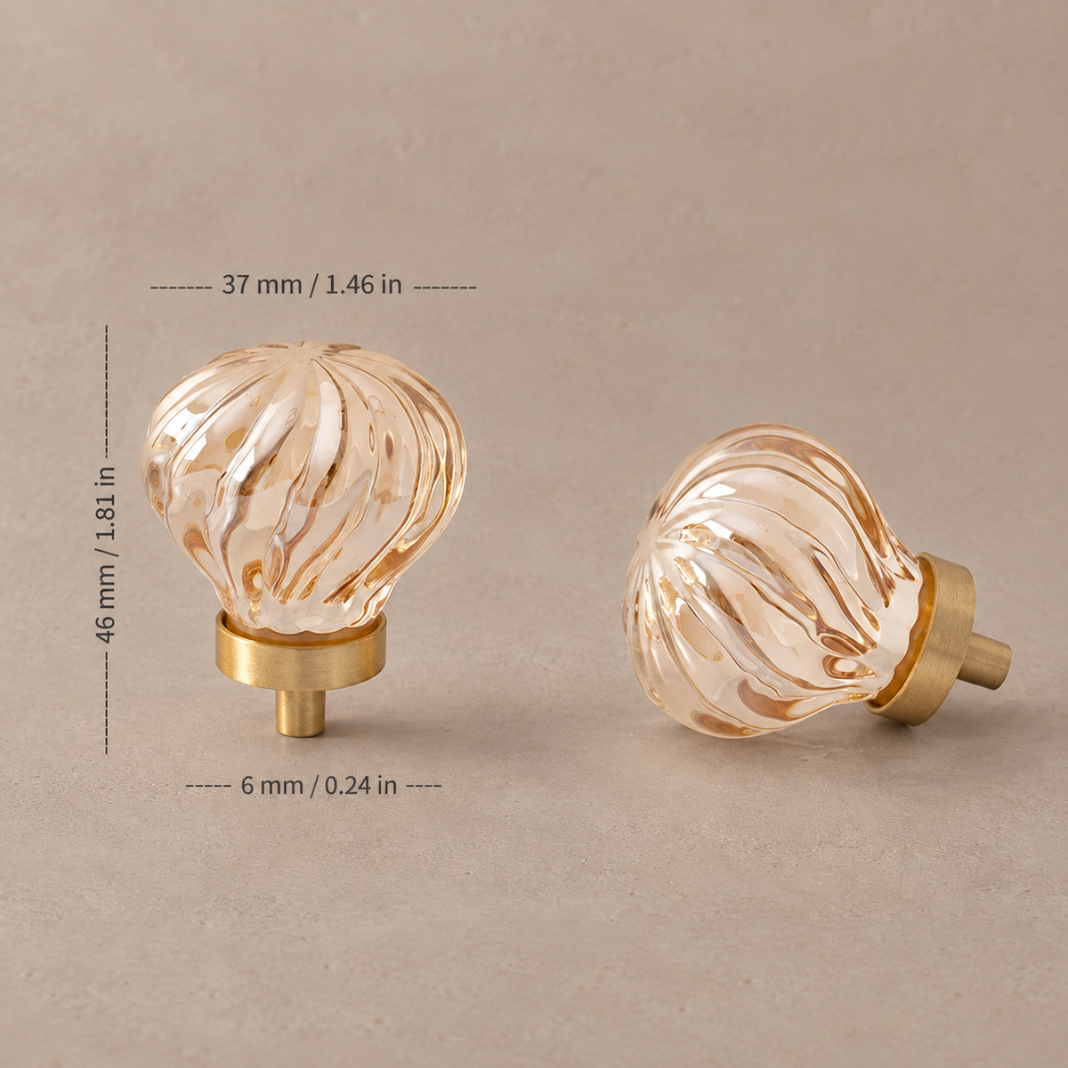 Crystal Brass Cabinet Knob & Handle — Transparent / Champagne Gold — option-16