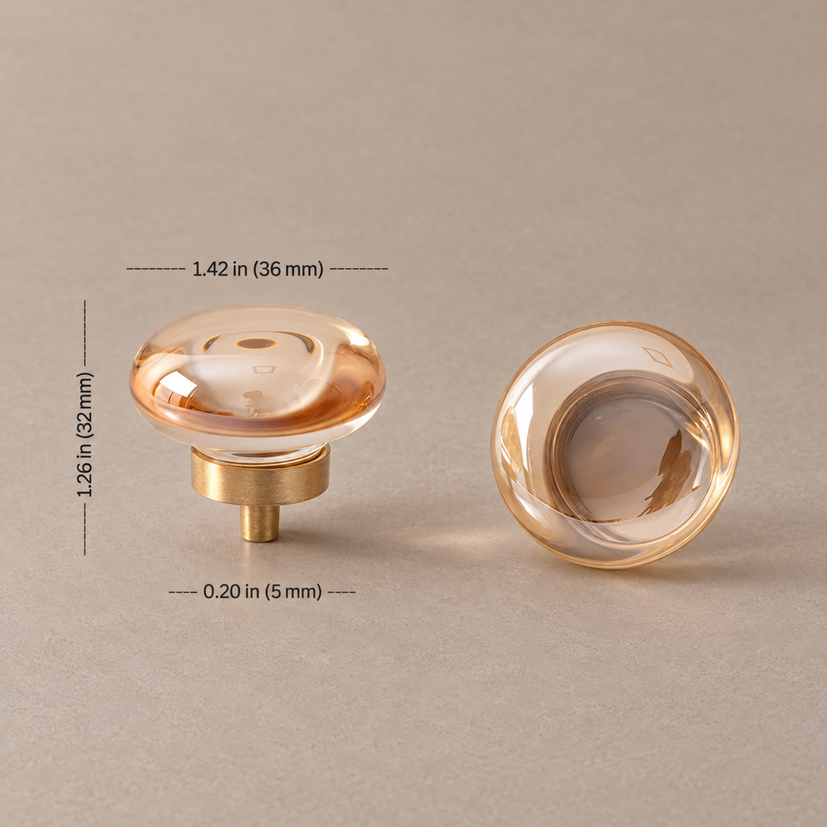 Crystal Brass Cabinet Knob & Handle — Transparent / Champagne Gold — option-17