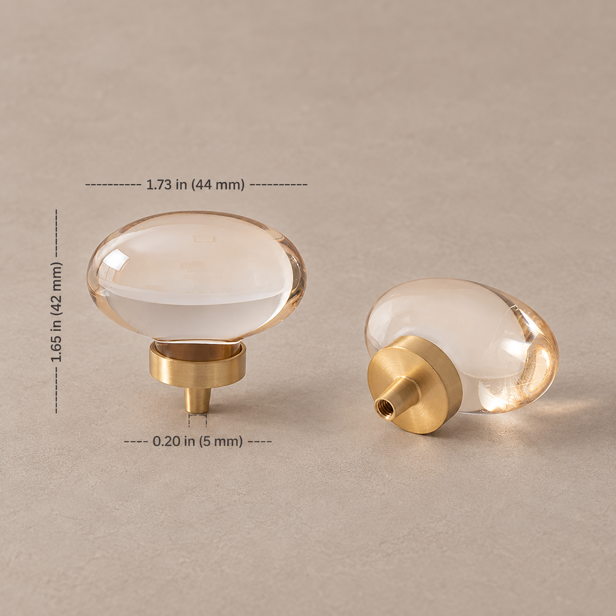 Crystal Brass Cabinet Knob & Handle — Transparent / Champagne Gold — option-18