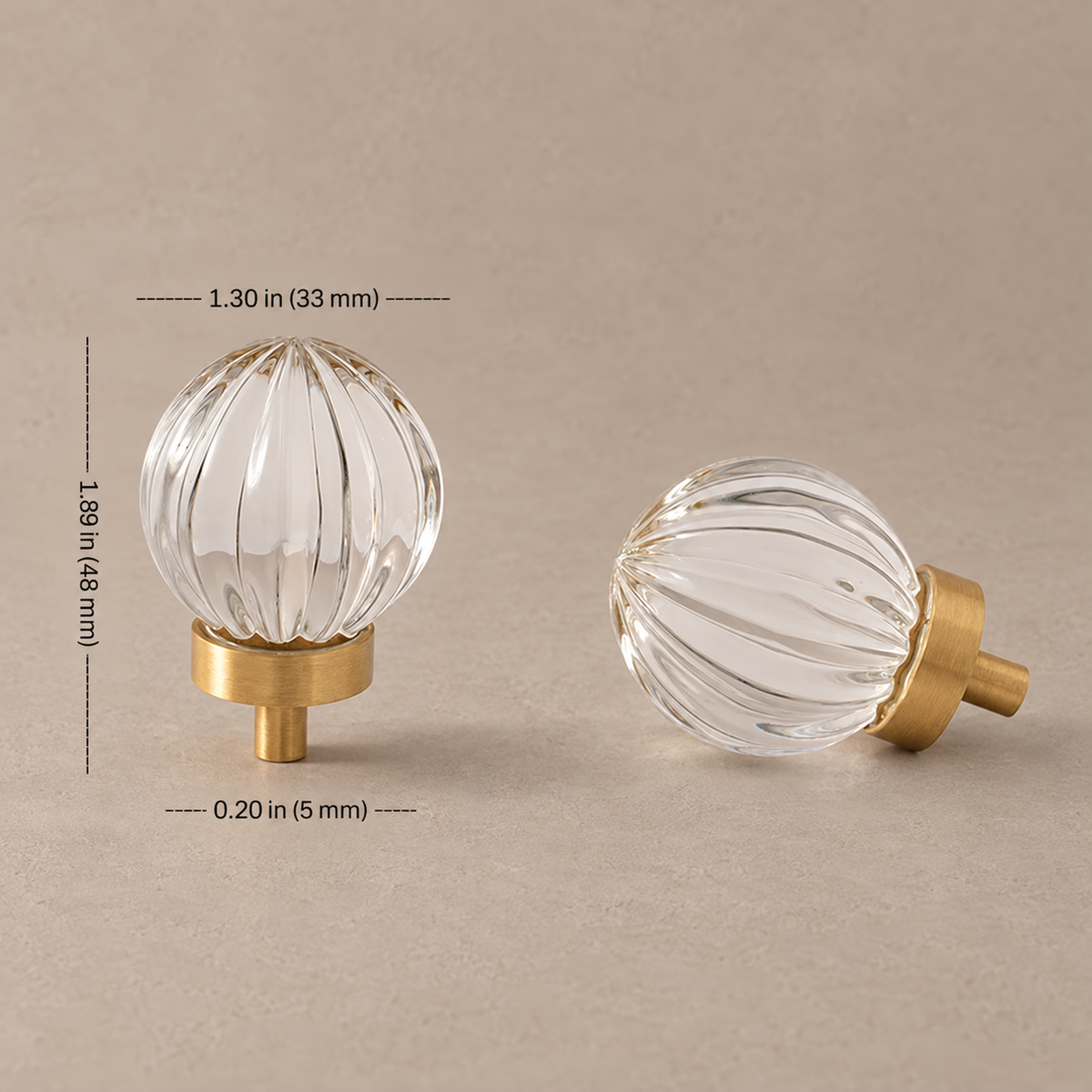 Crystal Brass Cabinet Knob & Handle — Transparent / Champagne Gold — option-19