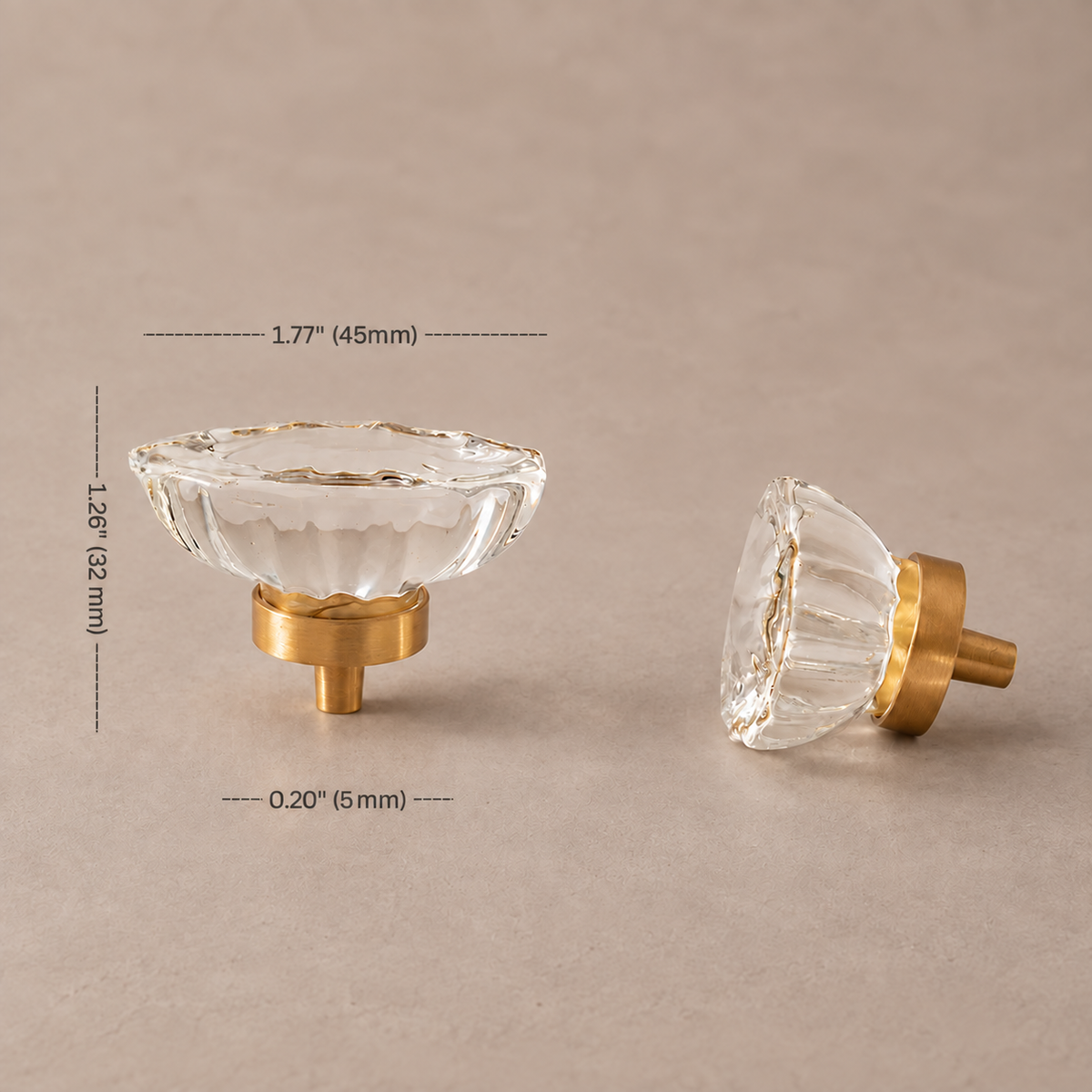 Crystal Brass Cabinet Knob & Handle — Transparent / Champagne Gold — option-4