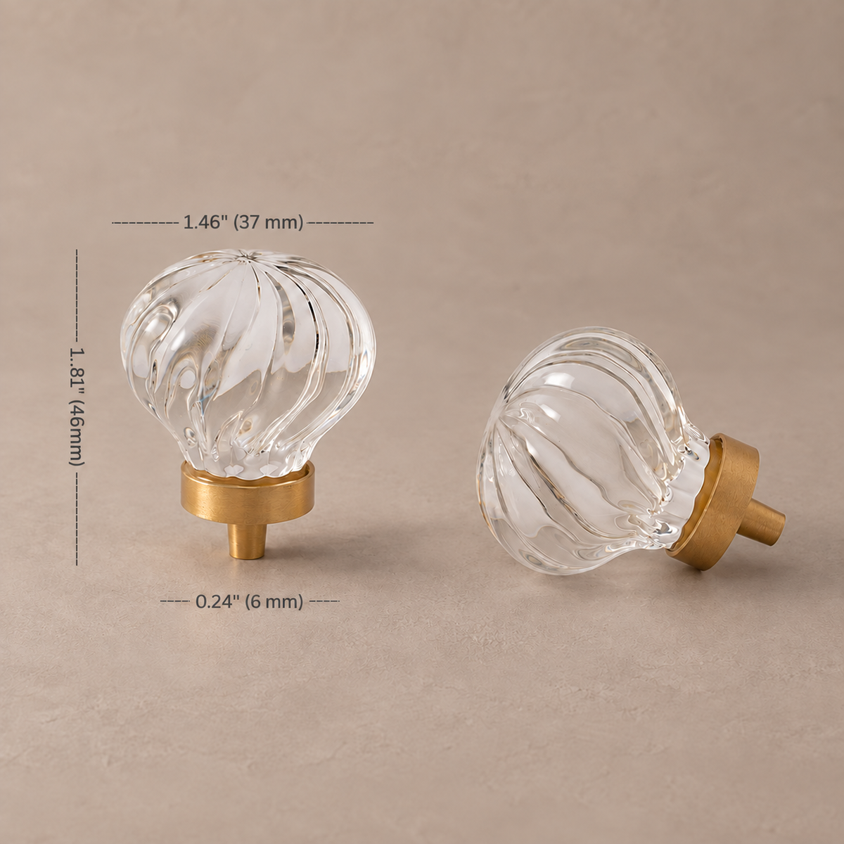 Crystal Brass Cabinet Knob & Handle — Transparent / Champagne Gold — option-7