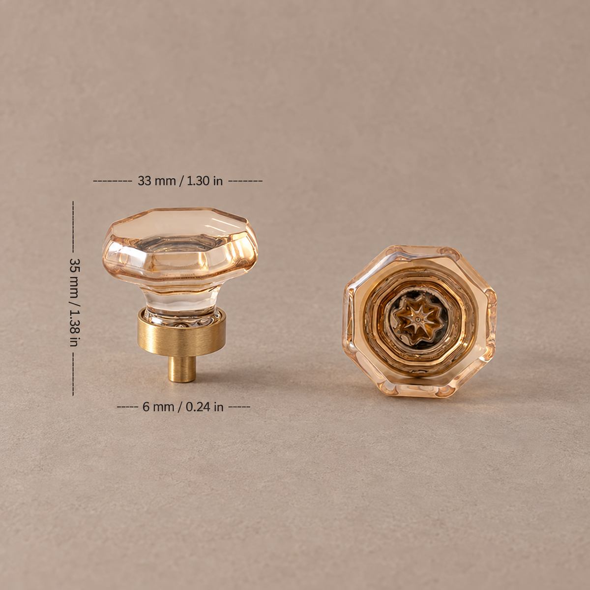 Crystal Brass Cabinet Knob & Handle — Transparent / Champagne Gold — option-8