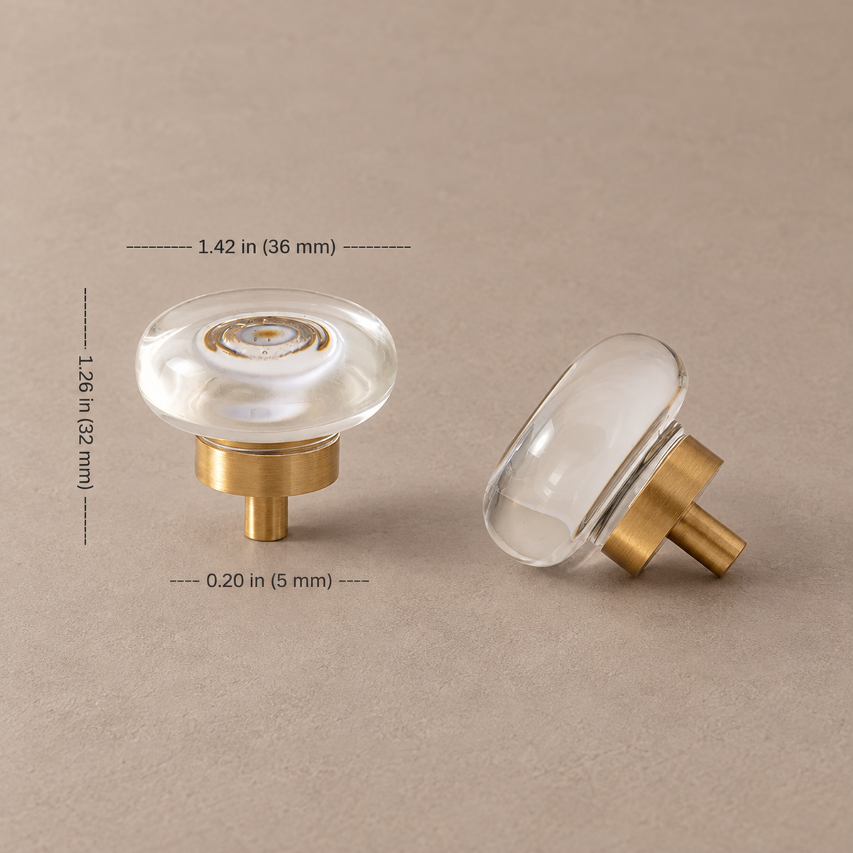 Crystal Brass Cabinet Knob & Handle — Transparent / Champagne Gold — option-9