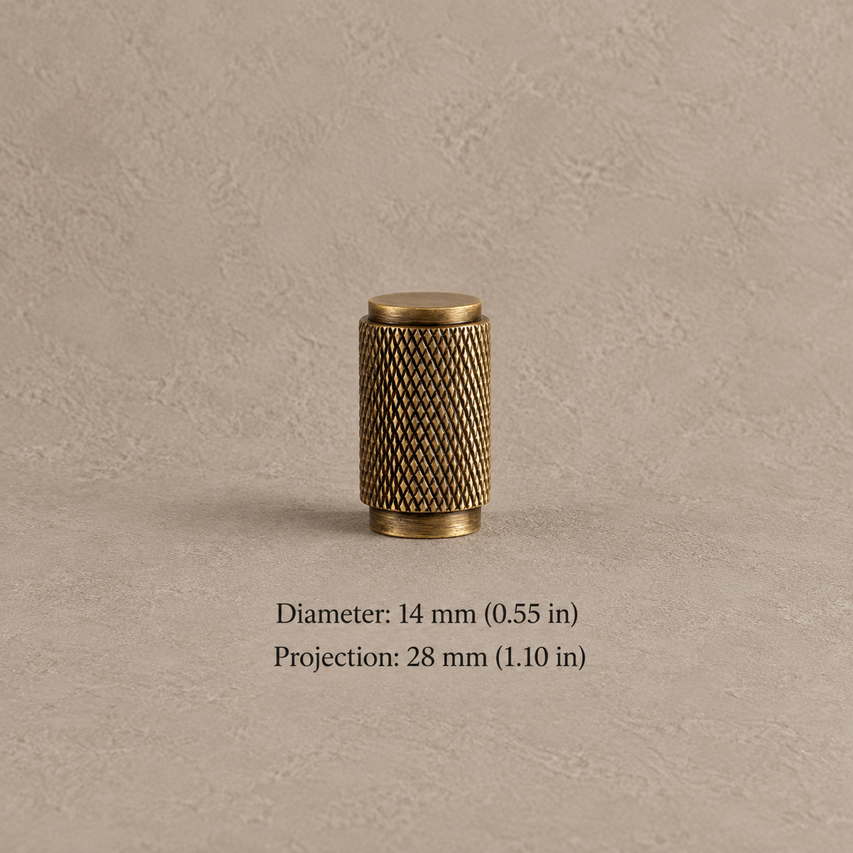 Diamond-Knurled Solid Brass Cabinet Pulls & Knobs — Antique Brass — cylindrical-knob-14