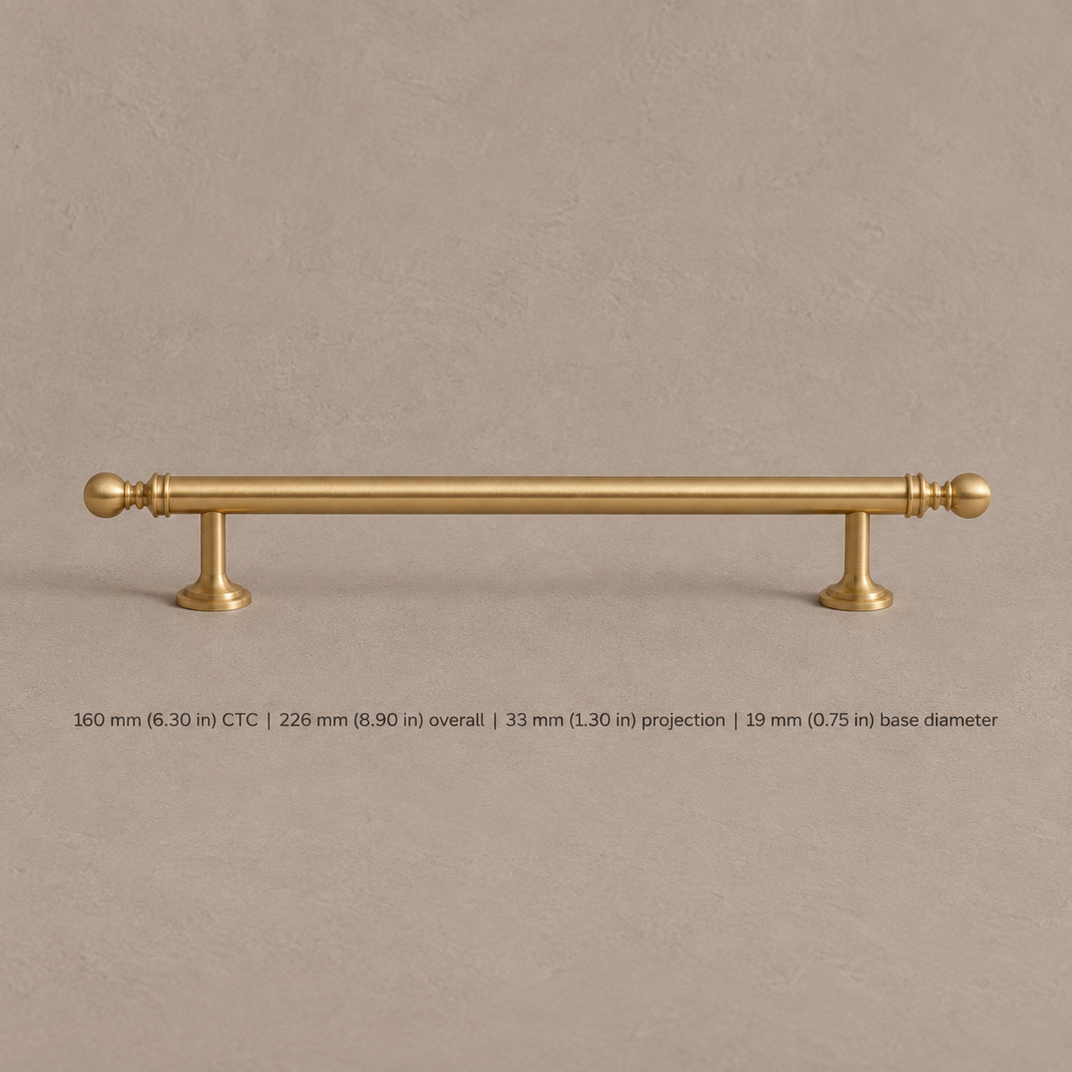 Disc-Foot Bar Cabinet Pull & Knob — Brushed Brass — pull-160mm