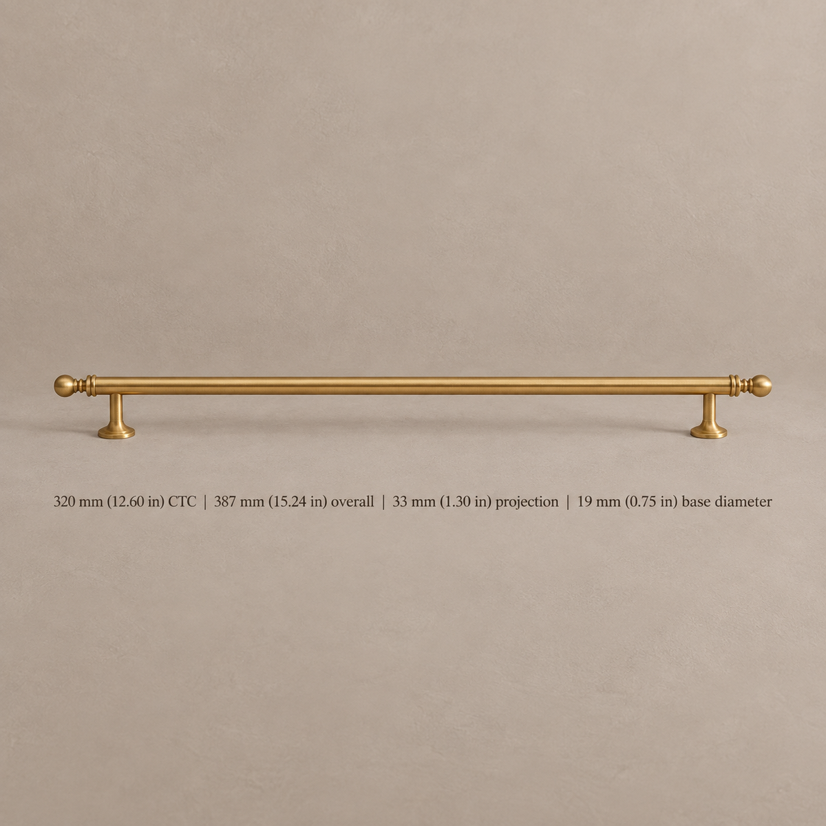 Disc-Foot Bar Cabinet Pull & Knob — Brushed Brass — pull-320mm