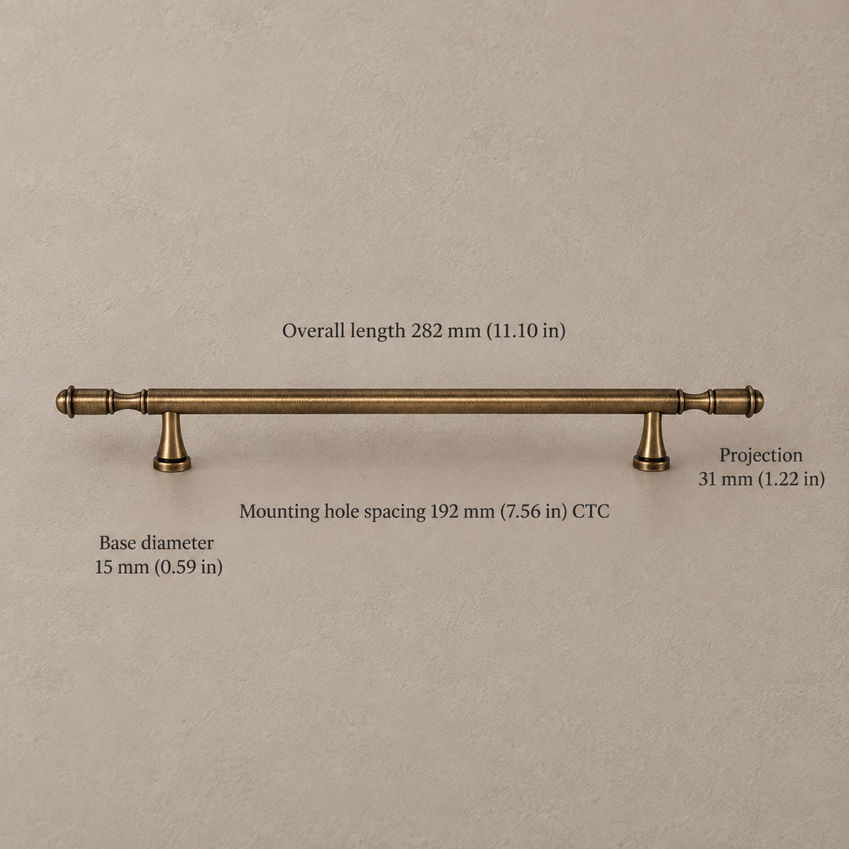 Dome-Knob Bar Cabinet Pull & Knob — Antique Brass — bar-pull-192