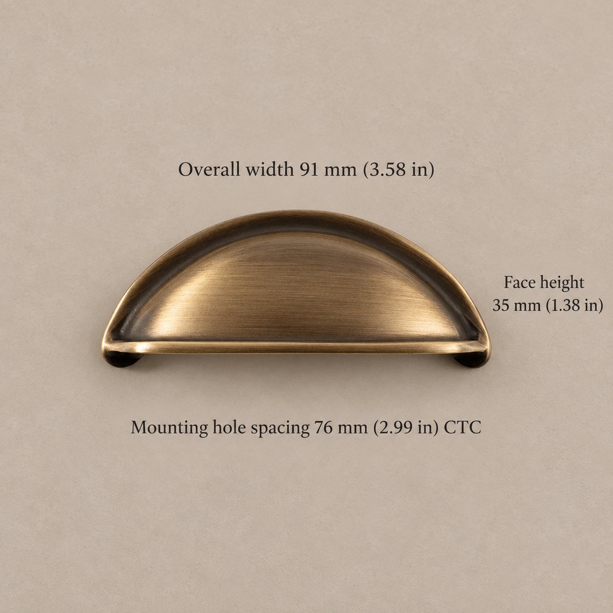 Dome-Knob Bar Cabinet Pull & Knob — Antique Brass — cup-pull-76