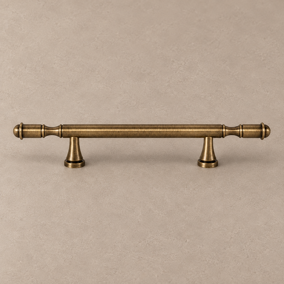 Dome-Knob Bar Cabinet Pull & Knob — Antique Brass — turned-bar-detail