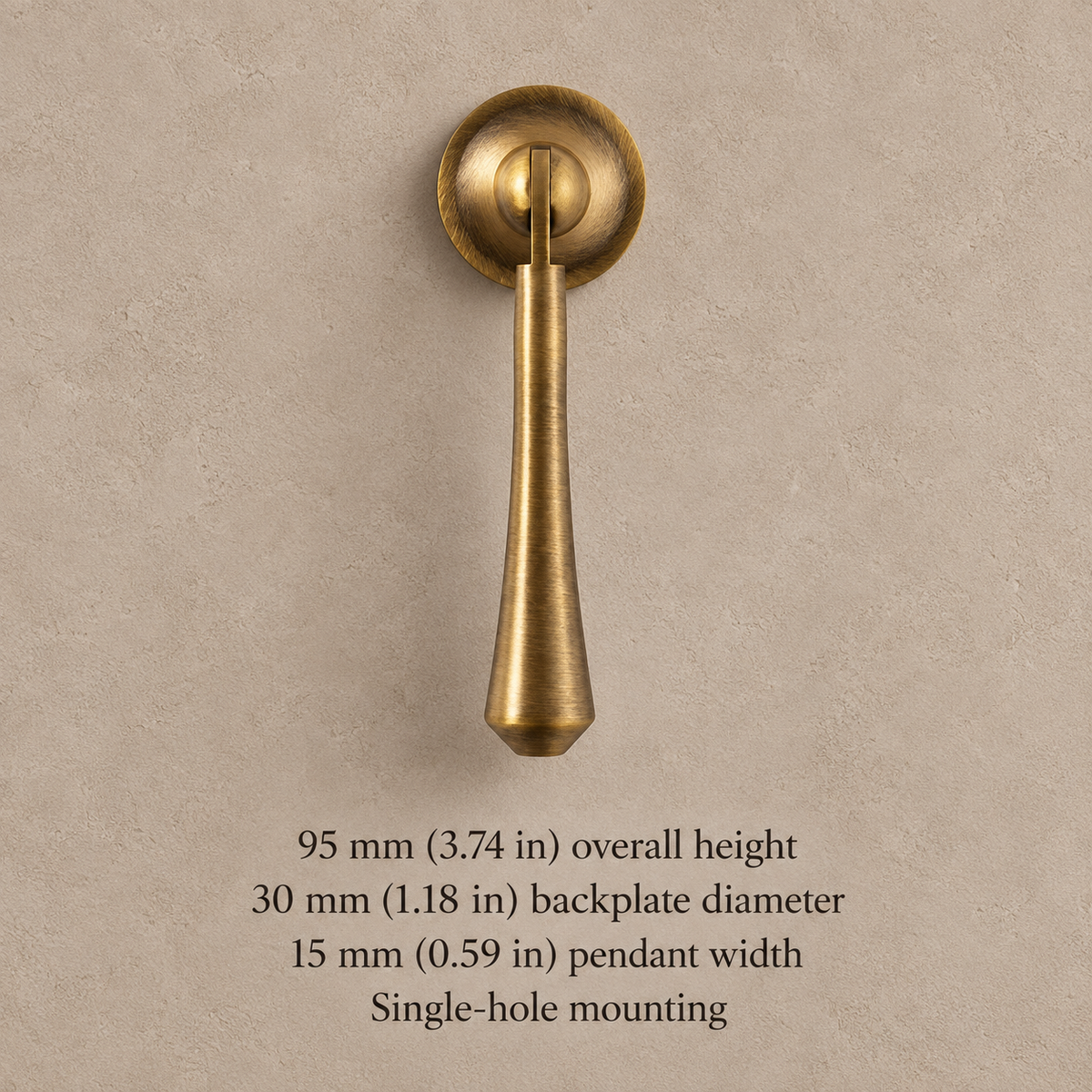 European Solid Brass Cabinet Pulls & Knobs — Antique Brass — variant measurement 3