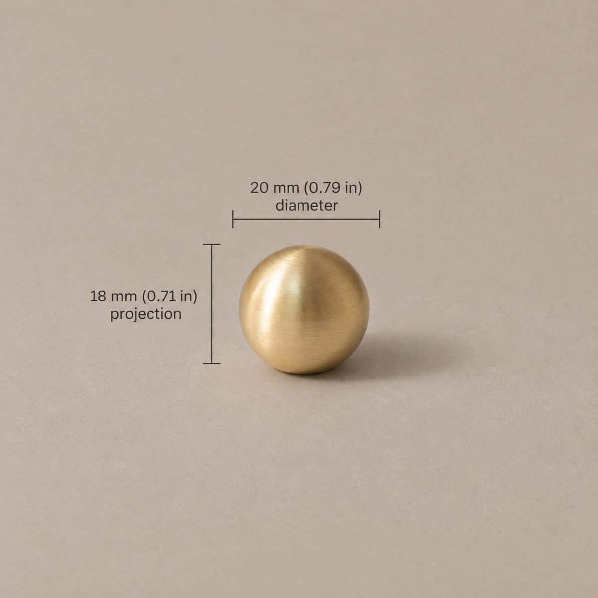 Flat Disc Cabinet Knobs — Polished Brass — brass-knob-20mm-18mm-projection