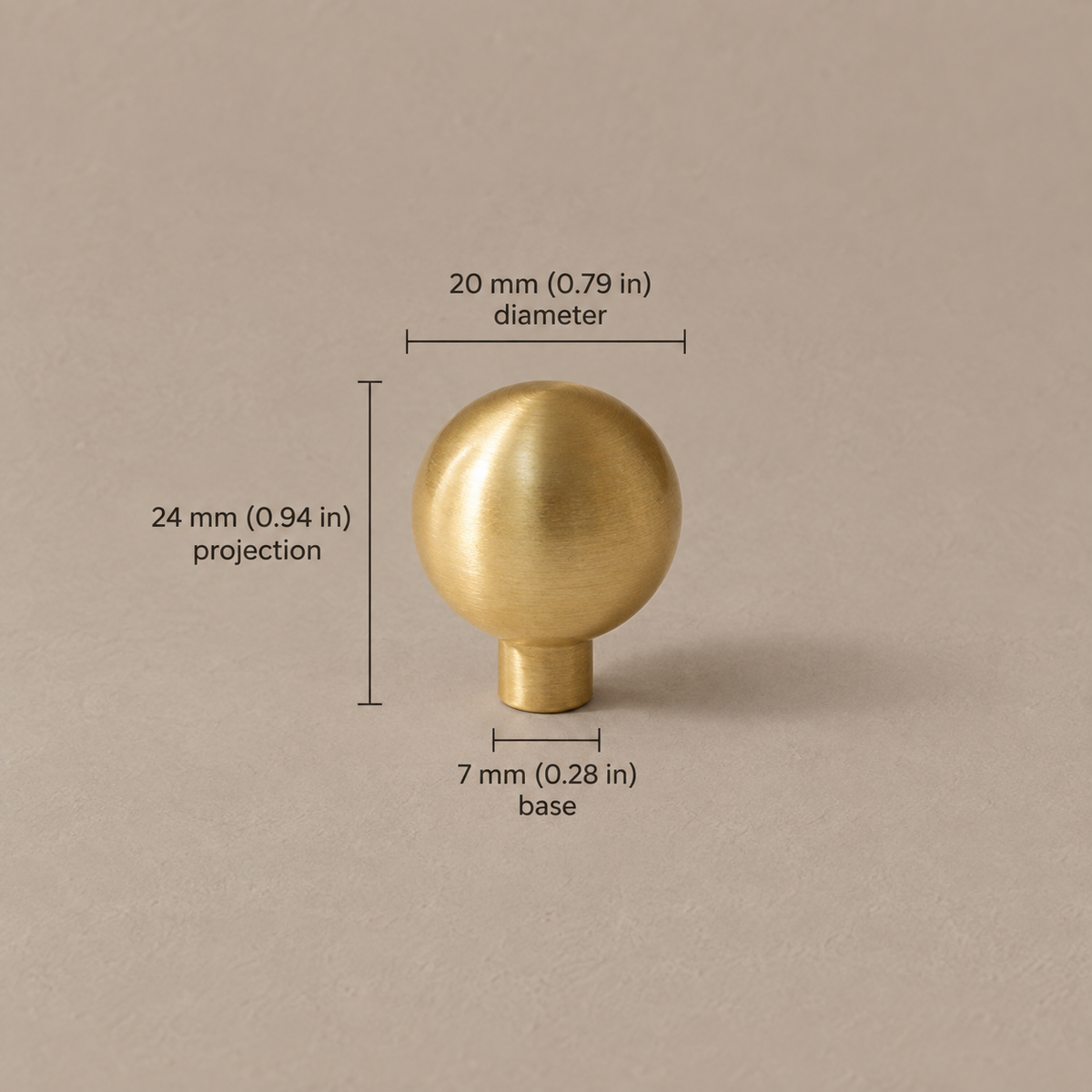 Flat Disc Cabinet Knobs — Polished Brass — brass-knob-20mm-24mm-projection